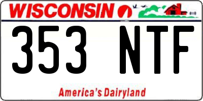 WI license plate 353NTF