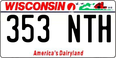 WI license plate 353NTH