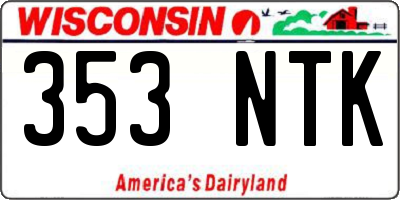 WI license plate 353NTK