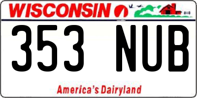 WI license plate 353NUB