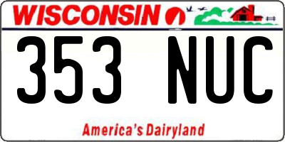 WI license plate 353NUC