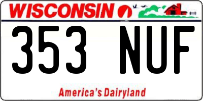 WI license plate 353NUF