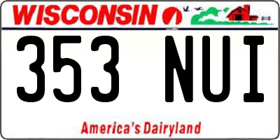 WI license plate 353NUI
