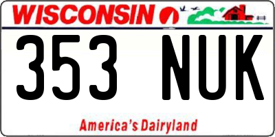 WI license plate 353NUK