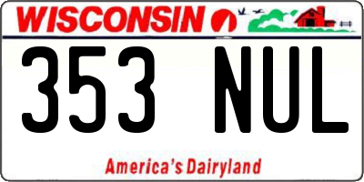 WI license plate 353NUL