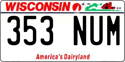 WI license plate 353NUM
