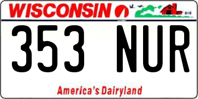 WI license plate 353NUR