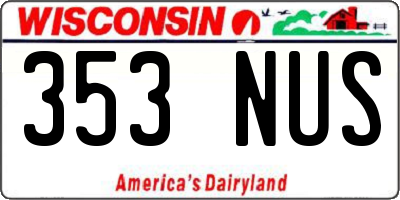 WI license plate 353NUS