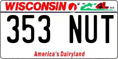 WI license plate 353NUT