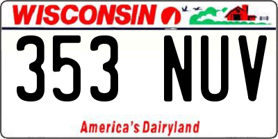 WI license plate 353NUV
