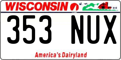 WI license plate 353NUX