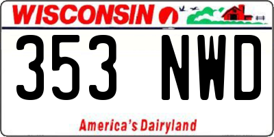 WI license plate 353NWD