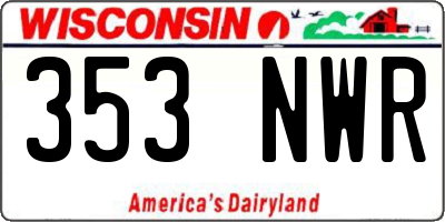 WI license plate 353NWR