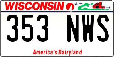 WI license plate 353NWS