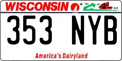 WI license plate 353NYB