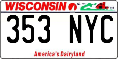 WI license plate 353NYC
