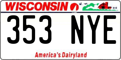 WI license plate 353NYE