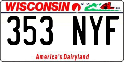 WI license plate 353NYF