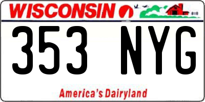 WI license plate 353NYG