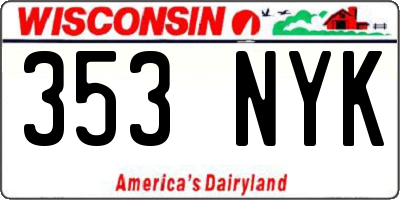 WI license plate 353NYK
