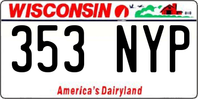WI license plate 353NYP