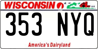 WI license plate 353NYQ