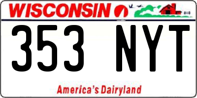 WI license plate 353NYT