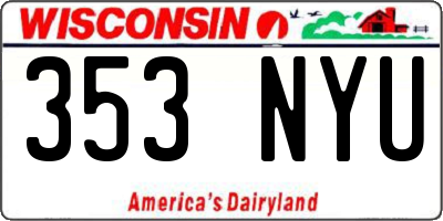 WI license plate 353NYU