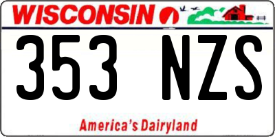 WI license plate 353NZS