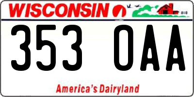 WI license plate 353OAA