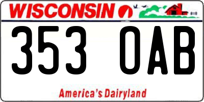 WI license plate 353OAB