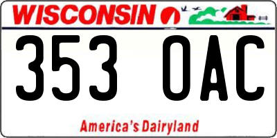WI license plate 353OAC