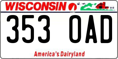 WI license plate 353OAD