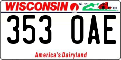 WI license plate 353OAE