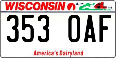WI license plate 353OAF