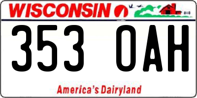 WI license plate 353OAH