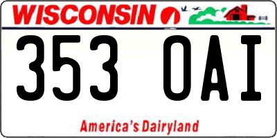 WI license plate 353OAI