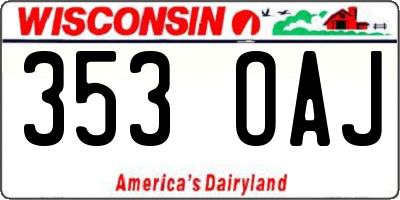 WI license plate 353OAJ