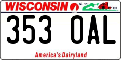 WI license plate 353OAL