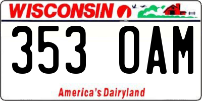 WI license plate 353OAM