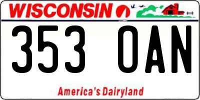 WI license plate 353OAN