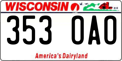 WI license plate 353OAO