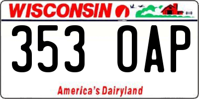 WI license plate 353OAP