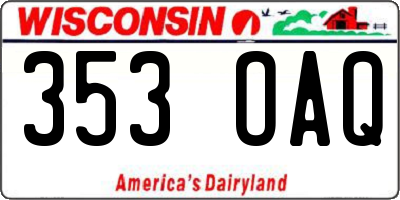 WI license plate 353OAQ