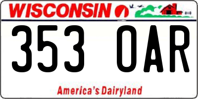 WI license plate 353OAR
