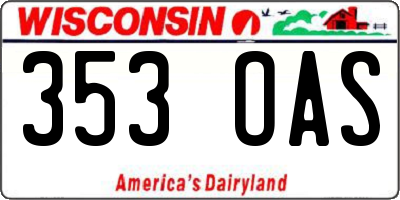WI license plate 353OAS