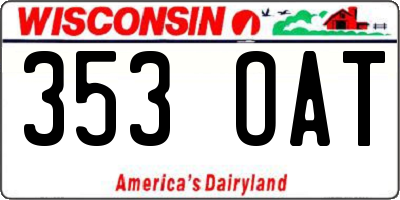 WI license plate 353OAT