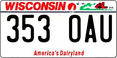 WI license plate 353OAU