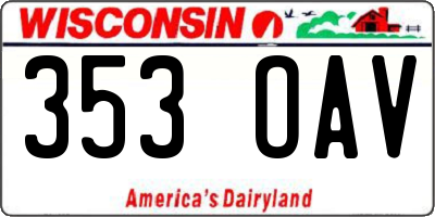 WI license plate 353OAV
