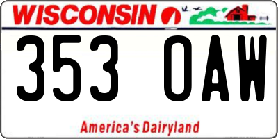 WI license plate 353OAW